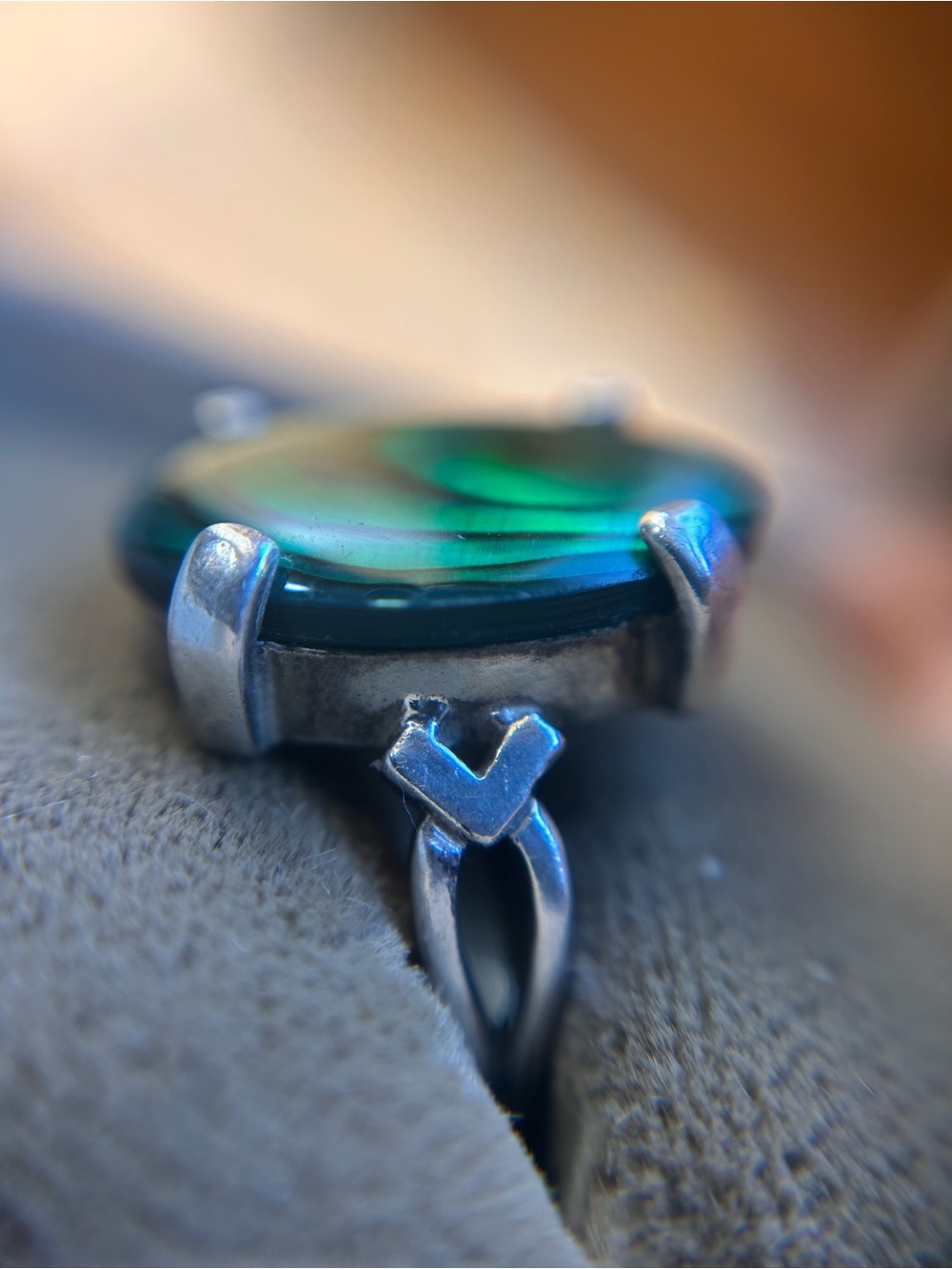 Sterling silver 925 abalone shell ring - Picture 4 of 8